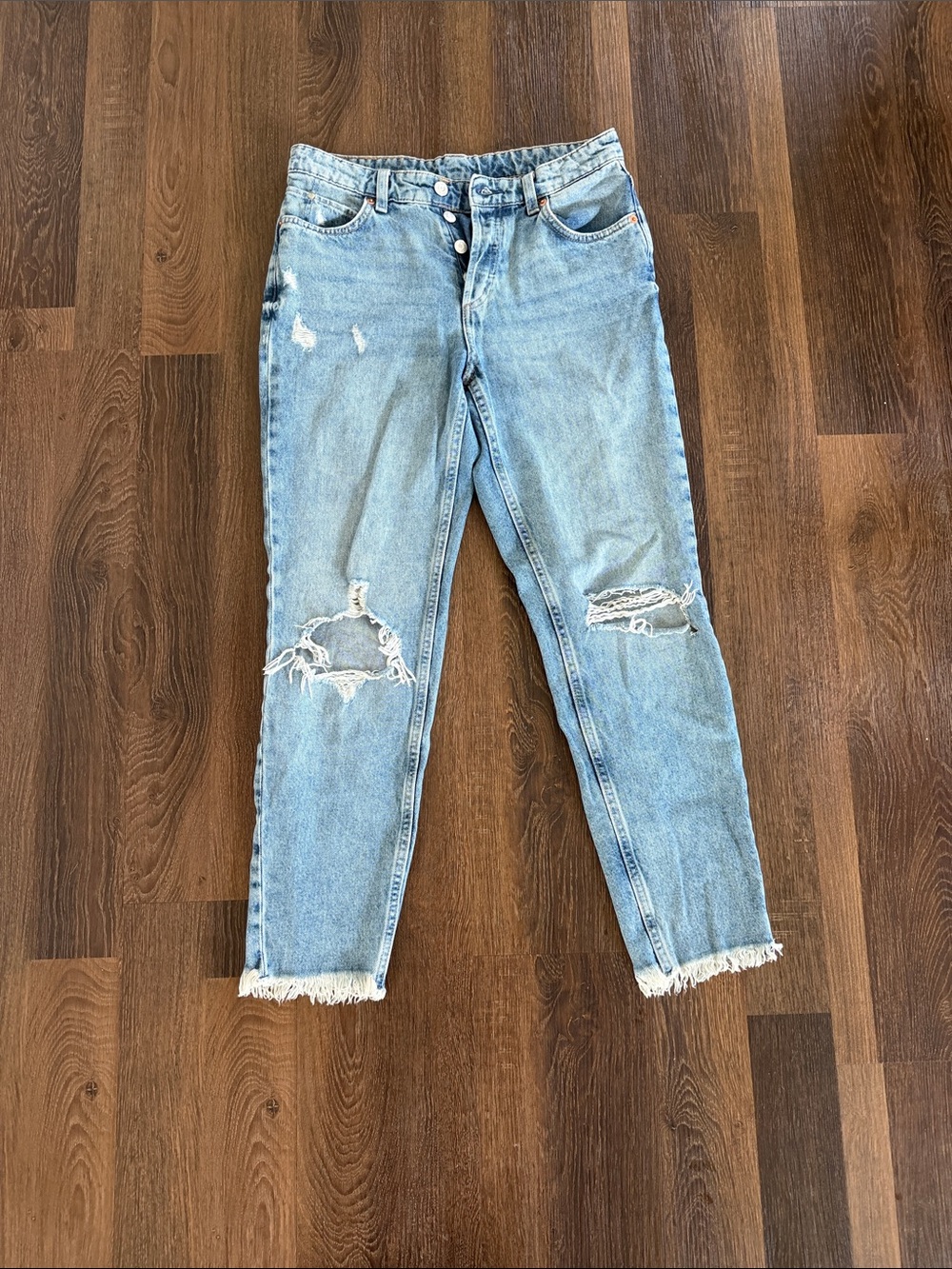 High-Rise Light Blue Distressed Women’s Jeans